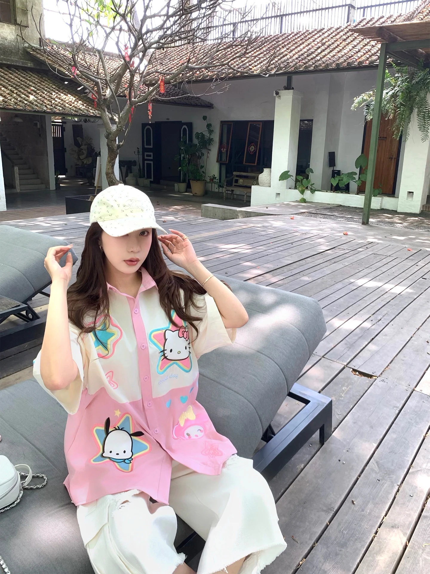 Spring Summer New Pink Kitty Embroidery Short Sleeve Loose Silhouette Women's Shirt Casual Style Breathable Comfortable Top
Spring Summer New Pink Kitty Embroidery Short Sleeve Loose Silhouette Women's Shirt Casual Style Breathable Comfortable Top
