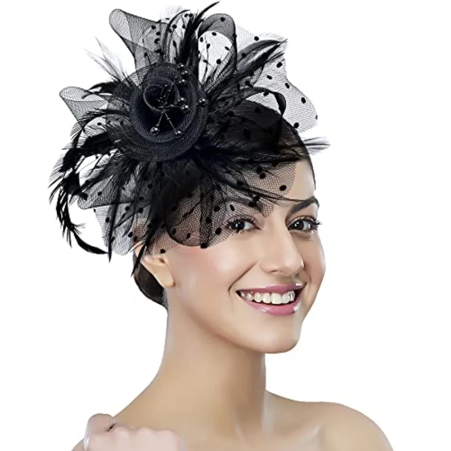 Fascinator Tea Party Hat Women 20s 50s Wedding Cocktail Flower Mesh Feathers Hair Clip for Carnival Halloween
Fascinator Tea Party Hat Women 20s 50s Wedding Cocktail Flower Mesh Feathers Hair Clip for Carnival Halloween