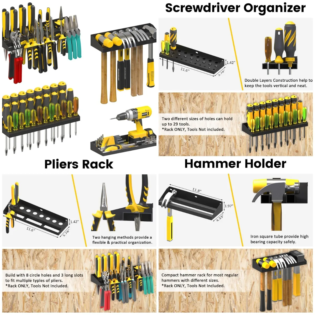 Настенный набор для хранения инструментов, держатель для отверток и плоскогубцев, металлический лоток для фурнитуры — 4 шт.
Настенный набор для хранения инструментов, держатель для отверток и плоскогубцев, металлический лоток для фурнитуры — 4 шт.