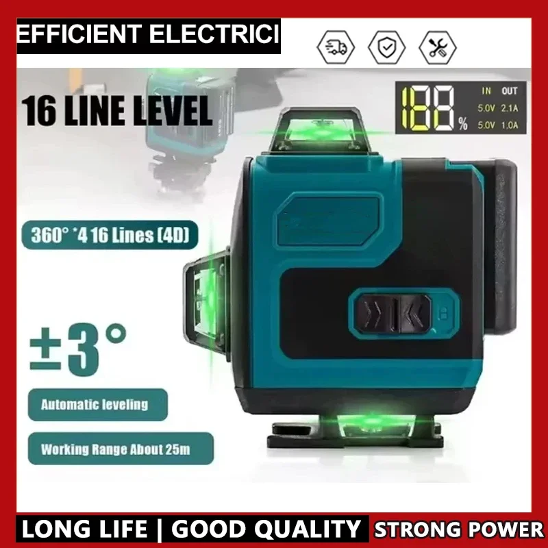 Подходит для Makita, высокоточный лазерный уровень зеленого света, 16 линий, 360°, горизонтальный, вертикальный, крестовый, настенный, портативный инструмент
Подходит для Makita, высокоточный лазерный уровень зеленого света, 16 линий, 360°, горизонтальный, вертикальный, крестовый, настенный, портативный инструмент