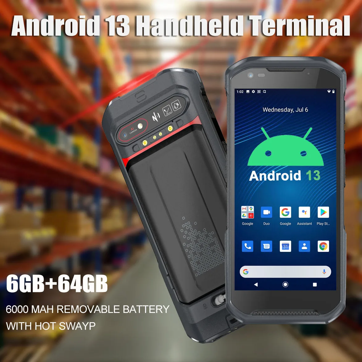 Android Barcode Scanner Rugged Handheld PDA 1D 2D Code Scanner 5.5 inch Waterproof IP66 Mobile Data Terminal Wifi GPS 4G LTE