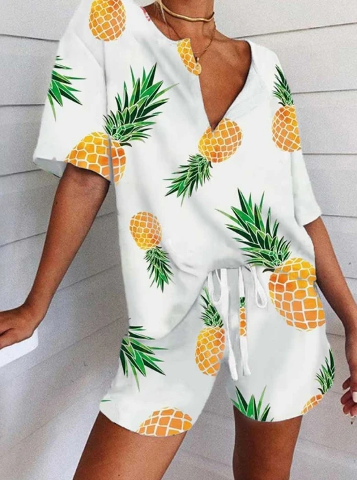 Women's Summer Casual Two-piece Pajamas Street Style Loose V-neck Short Sleeve T-shirt Top and High Waist Drawstring Shorts Set
Women's Summer Casual Two-piece Pajamas Street Style Loose V-neck Short Sleeve T-shirt Top and High Waist Drawstring Shorts Set