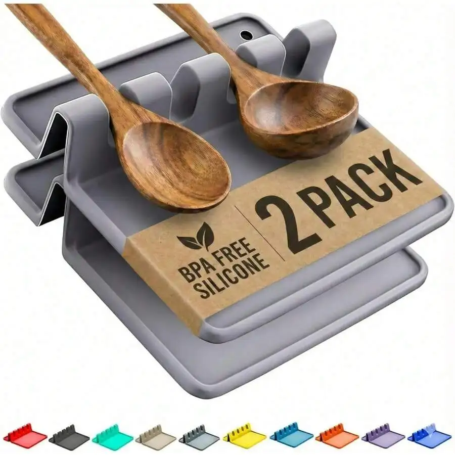 Gray Silicone Spoon Rest With Drip Pad 2 Pack Heat Resistant Utensil Holder For Stove Top Counter
Gray Silicone Spoon Rest With Drip Pad 2 Pack Heat Resistant Utensil Holder For Stove Top Counter