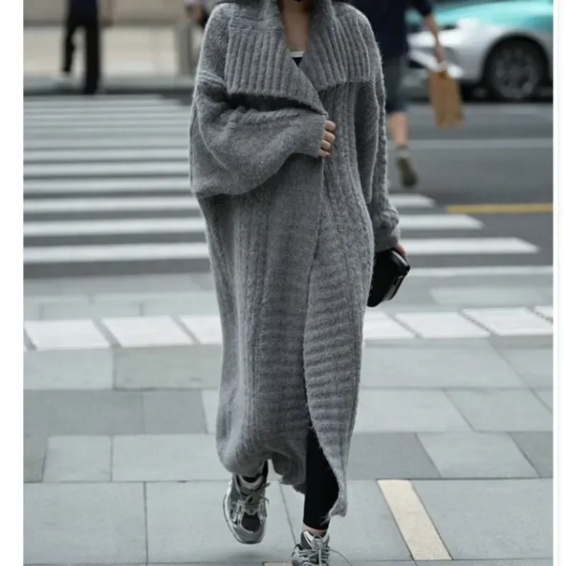 Turn Over Twisted Long Knitted Sweater Cardigan Loose Grey Korean Style Vintage Thick Women Winter Long Sleeve Streetwear Jacket
Turn Over Twisted Long Knitted Sweater Cardigan Loose Grey Korean Style Vintage Thick Women Winter Long Sleeve Streetwear Jacket