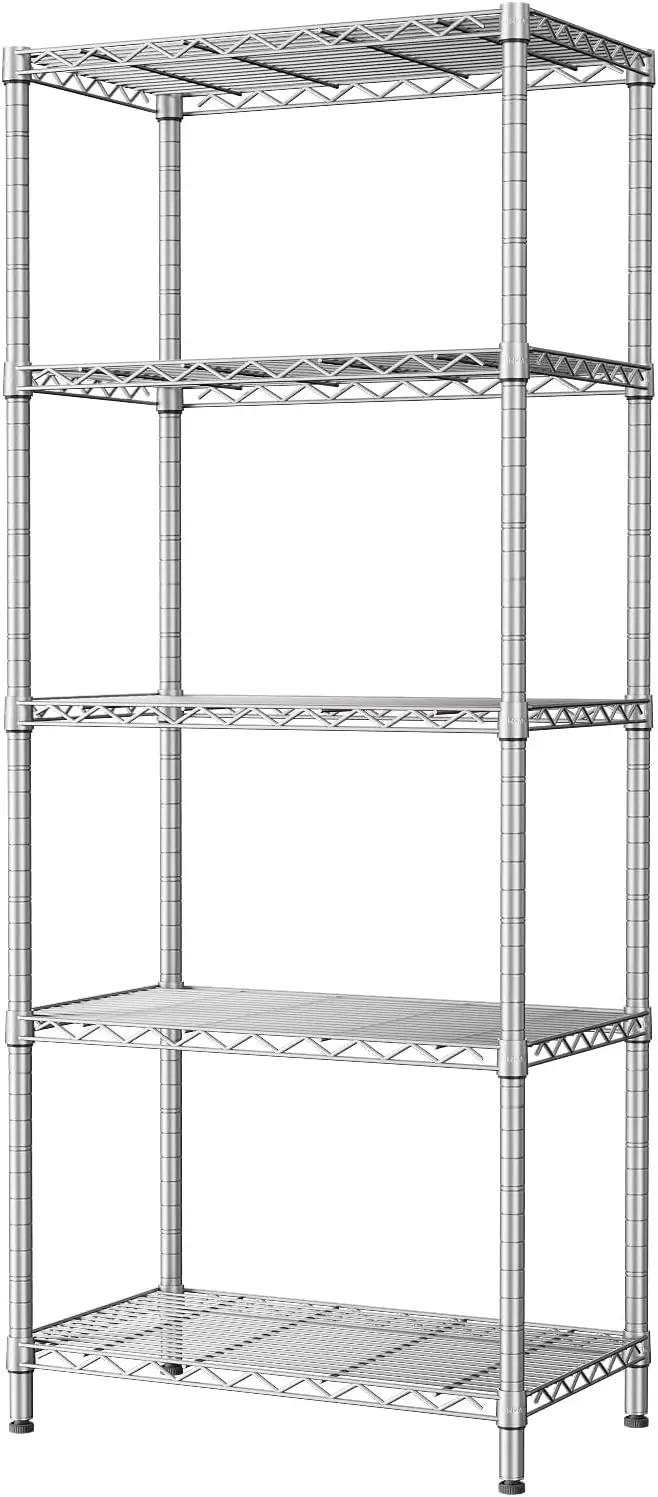 5-Tier Heavy Duty Wire Shelving Unit, Gray Metal Storage Shelf for Pantry, Closet, Kitchen, Laundry, Bathroom
5-Tier Heavy Duty Wire Shelving Unit, Gray Metal Storage Shelf for Pantry, Closet, Kitchen, Laundry, Bathroom