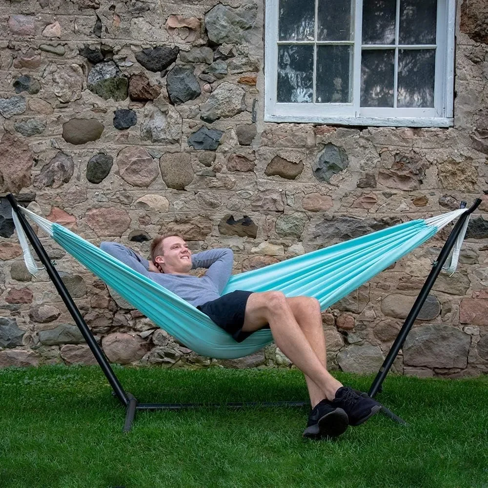 Double Polyester Hammock with Space Saving Steel Stand and Premium Carry Bag - 450 lb Capacity
Double Polyester Hammock with Space Saving Steel Stand and Premium Carry Bag - 450 lb Capacity