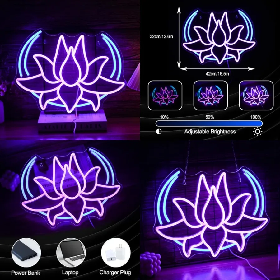 Moon Lotus Flower Neon Sign Dimmable Moon Neon Light Sign for Wall Decor USB Power Lotus Led Light Up Sign for Bedroom Yoga Roo
Moon Lotus Flower Neon Sign Dimmable Moon Neon Light Sign for Wall Decor USB Power Lotus Led Light Up Sign for Bedroom Yoga Roo