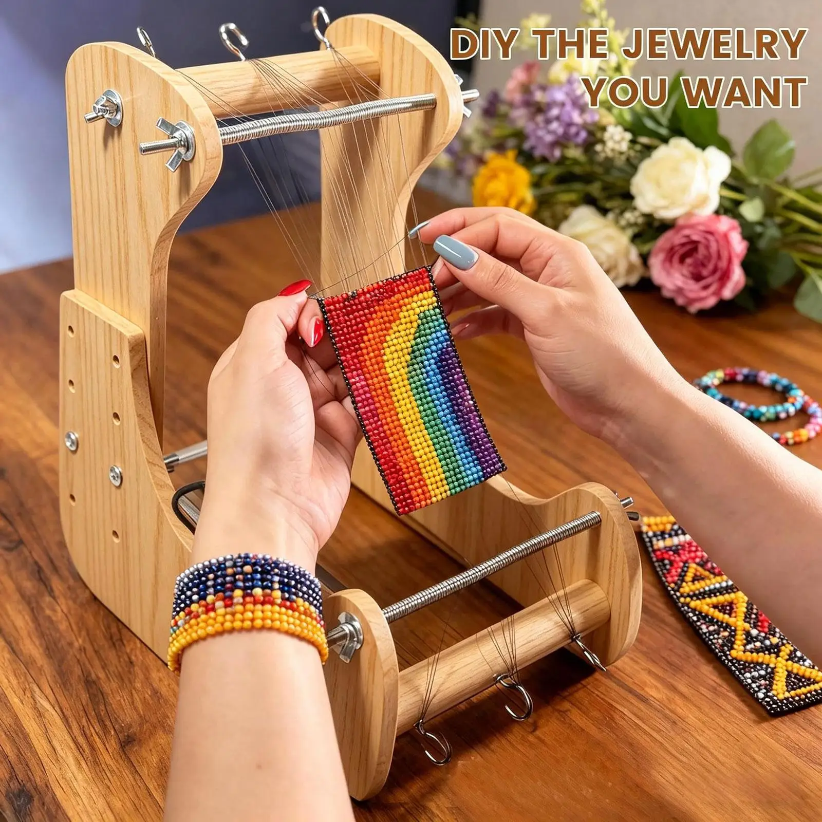 Versatile Bead Loom Adjustable Wooden Frame Hobby Craft Tool for Beads Bracelet Making and DIY Projects
Versatile Bead Loom Adjustable Wooden Frame Hobby Craft Tool for Beads Bracelet Making and DIY Projects