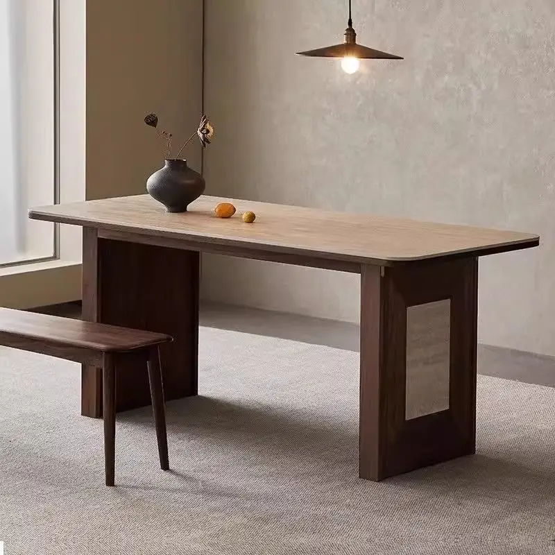 Travertine rock slab dining table living room solid wood retro medium and ancient style large long desk dining table rectangular
Travertine rock slab dining table living room solid wood retro medium and ancient style large long desk dining table rectangular