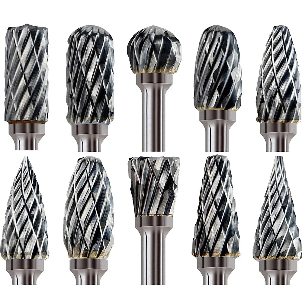 10PCS Carbide Burr Set Compatible with Dremel 1/8" Shank Die Grinder Rotary Tool Rasp Bits Wood Metal Carving Electric Grinding
10PCS Carbide Burr Set Compatible with Dremel 1/8" Shank Die Grinder Rotary Tool Rasp Bits Wood Metal Carving Electric Grinding