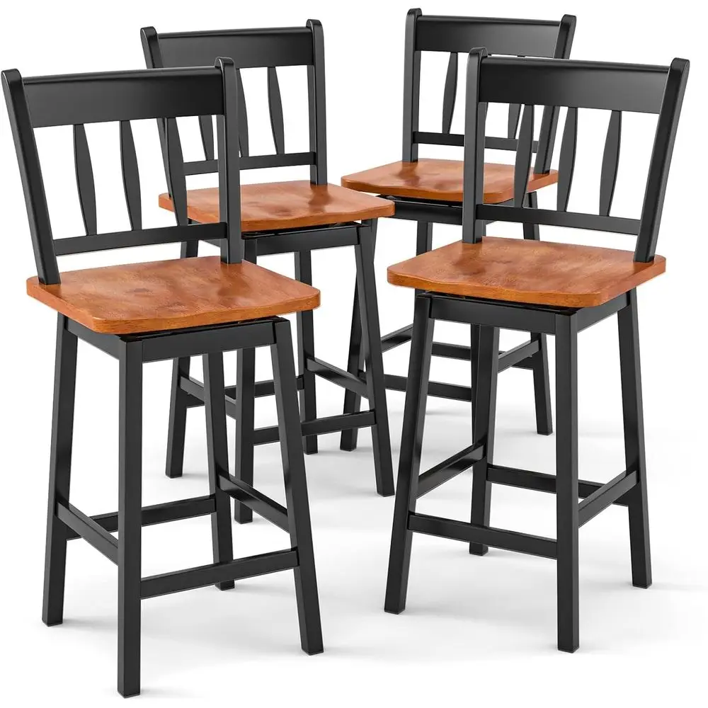 Set of 4, 24.5 Swivel Rubberwood Bar Stools with Backrest, Counter Height Chairs for Kitchen Island or Pub, Black
Set of 4, 24.5 Swivel Rubberwood Bar Stools with Backrest, Counter Height Chairs for Kitchen Island or Pub, Black
