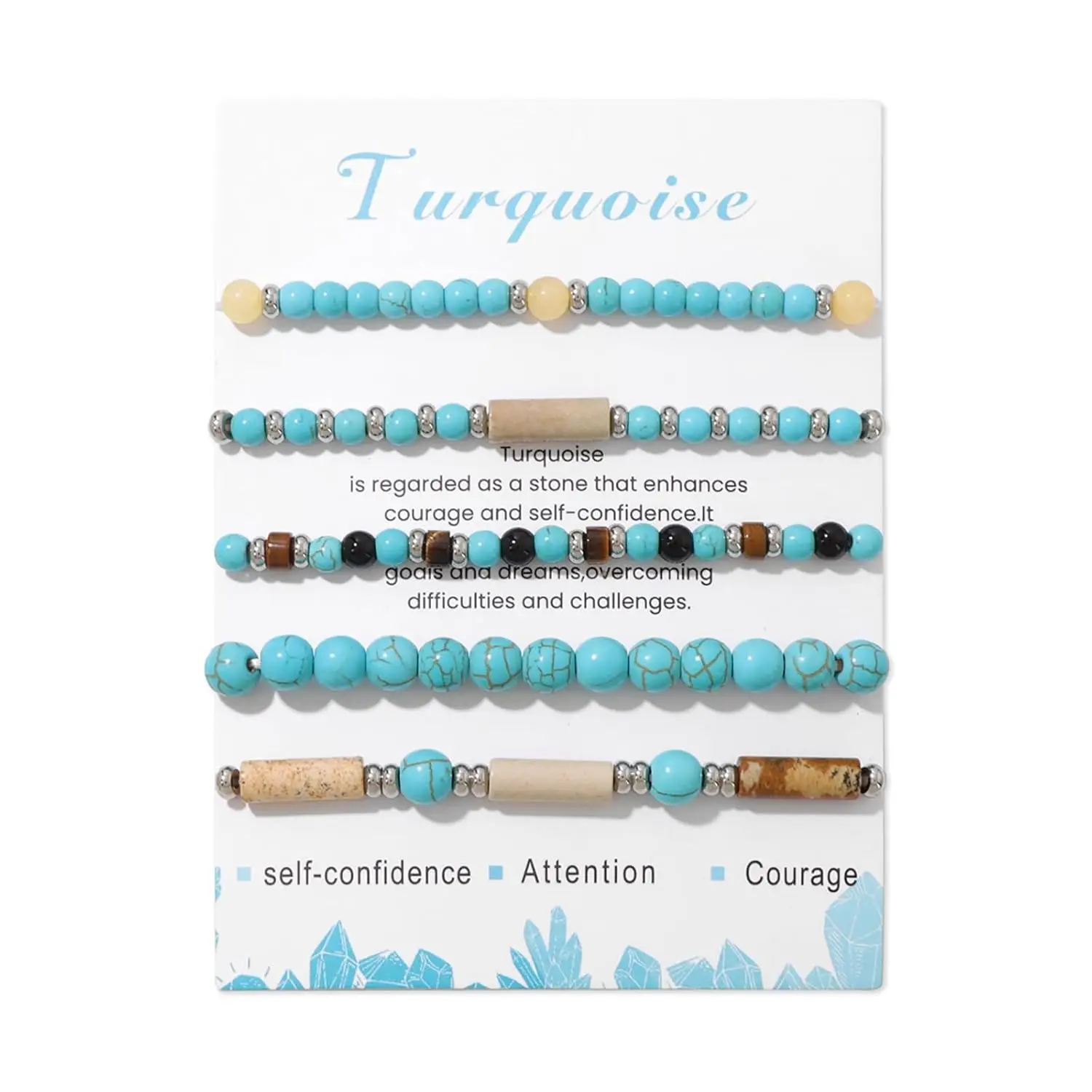 5Pcs Turquoise Bracelet for Women 4mm Stackable Turquoise Small Beaded Crystal Bracelets Set Stone Jewelry for Mother Mom
5Pcs Turquoise Bracelet for Women 4mm Stackable Turquoise Small Beaded Crystal Bracelets Set Stone Jewelry for Mother Mom