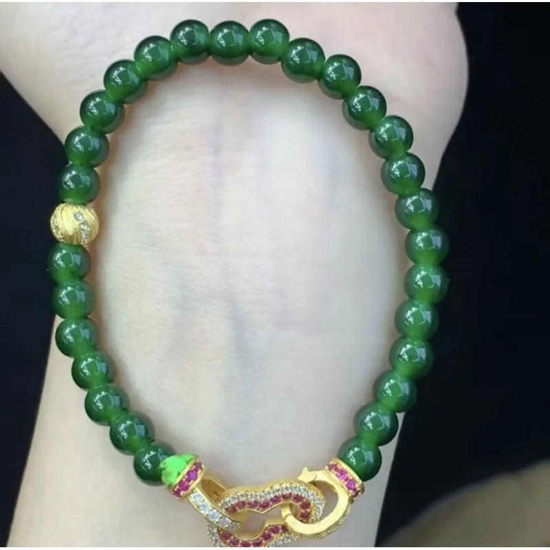 Natural Jadeite A Bracelet with S925 Silver Clasp, Light Green Color, Good Quality
Natural Jadeite A Bracelet with S925 Silver Clasp, Light Green Color, Good Quality