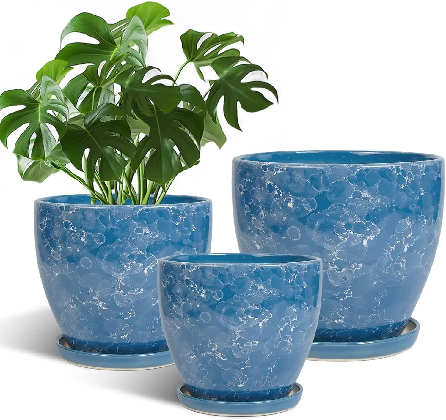 Ceramic Flower Pots - 10 Inch 8 Inch 6 Inch Plant Pots with Drainage Holes and Plant Saucers, Round Modren Planters for Indoo
Ceramic Flower Pots - 10 Inch 8 Inch 6 Inch Plant Pots with Drainage Holes and Plant Saucers, Round Modren Planters for Indoo