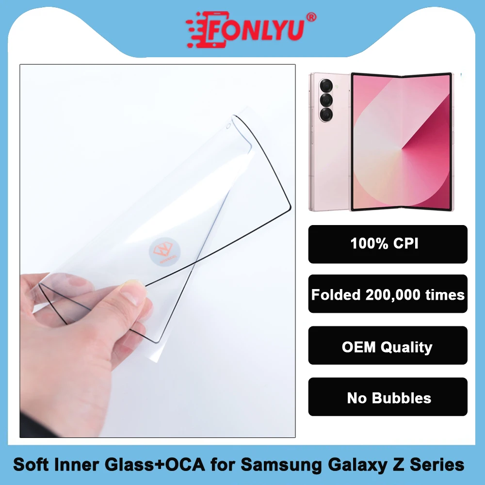 100% CPI Soft Film Folding Inner Screen Glass +OCA Glue for Samsung Galaxy Z Fold Flip 6 1 2 3 4 5 LCD Touch Panel Replacement
100% CPI Soft Film Folding Inner Screen Glass +OCA Glue for Samsung Galaxy Z Fold Flip 6 1 2 3 4 5 LCD Touch Panel Replacement