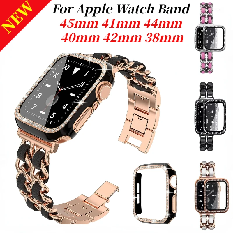 Metal Strap+case for Apple Watch Band 45mm 41mm 44mm 40mm 42mm Protective Glass Case iWatch 9 8 7 6 5 4 3 SE Bracelet Wristband
Metal Strap+case for Apple Watch Band 45mm 41mm 44mm 40mm 42mm Protective Glass Case iWatch 9 8 7 6 5 4 3 SE Bracelet Wristband