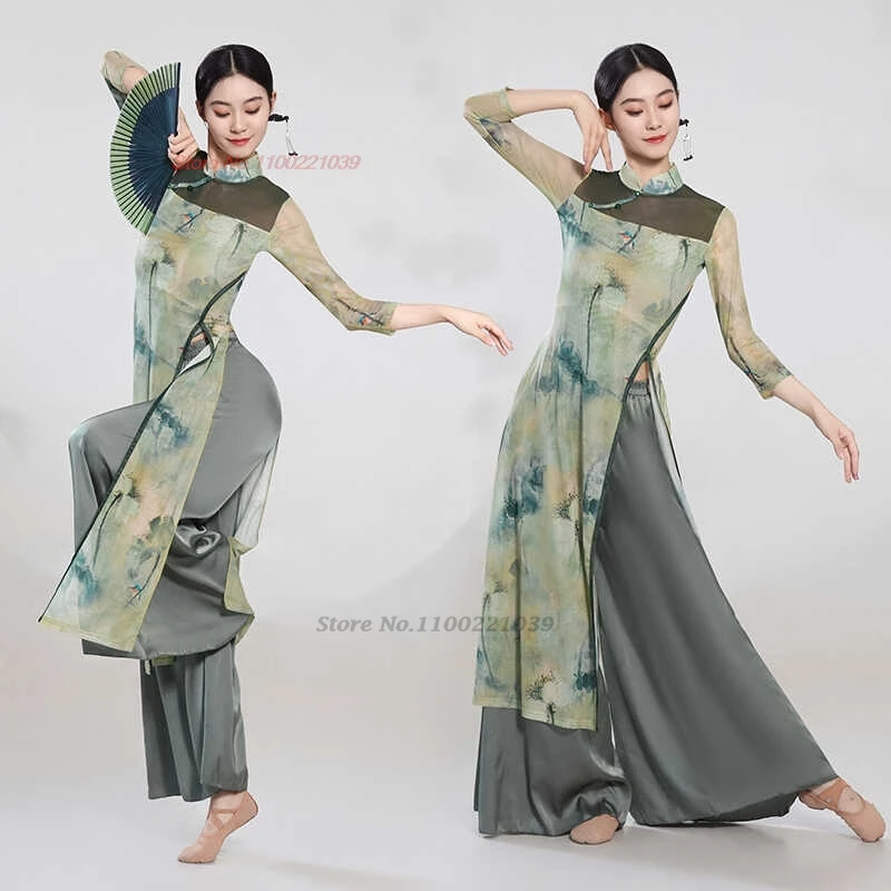 2025 chinese vintage folk dance dress flower print mesh qipao dress+pants set training exercise stage performance cheongsam
2025 chinese vintage folk dance dress flower print mesh qipao dress+pants set training exercise stage performance cheongsam