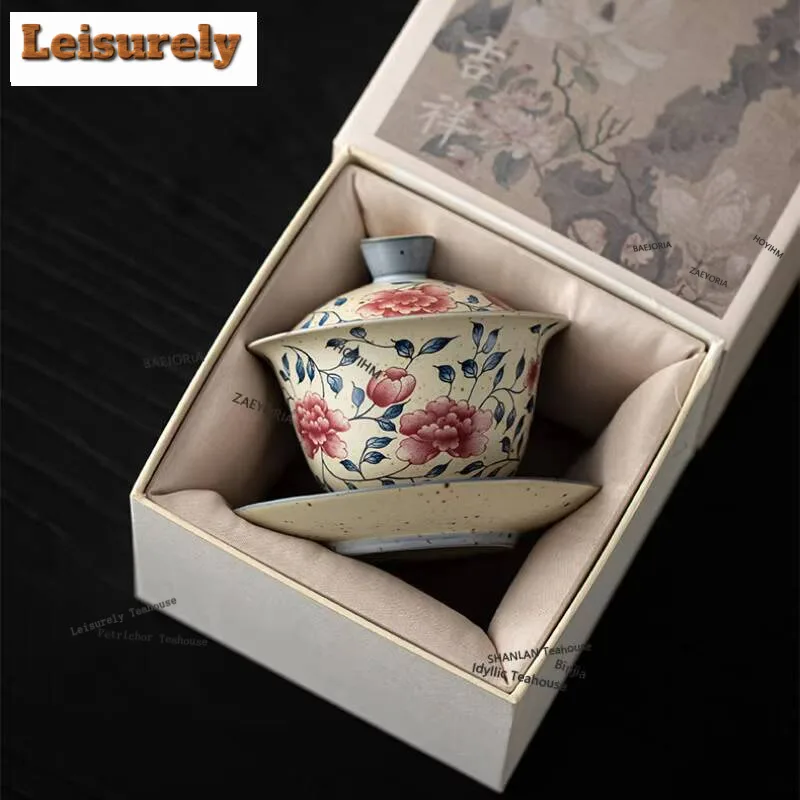 150ml Caramel-glazed Peony Yuanbao Gaiwan Creative Tea Tureen Household Tea Bowl With Lid Kit Tea Making Cover Bowl Cha Gift
150ml Caramel-glazed Peony Yuanbao Gaiwan Creative Tea Tureen Household Tea Bowl With Lid Kit Tea Making Cover Bowl Cha Gift