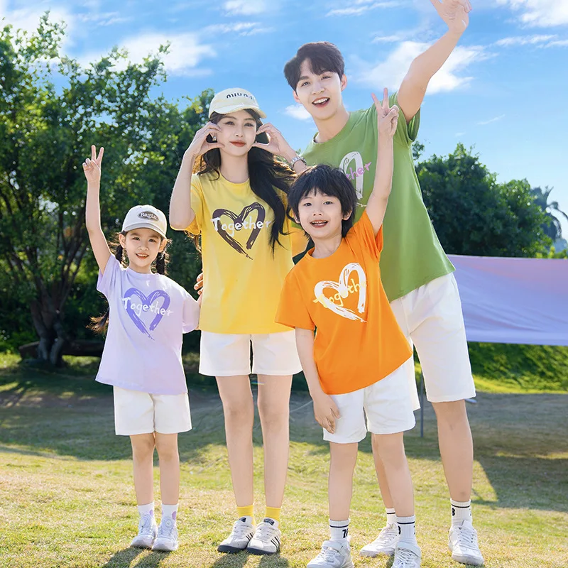 Heart Family Color Tee Shirts Parent-child Matching Clothing Mother Father and Daughter Son Top and Shorts Two Piece Outfits Set
Heart Family Color Tee Shirts Parent-child Matching Clothing Mother Father and Daughter Son Top and Shorts Two Piece Outfits Set