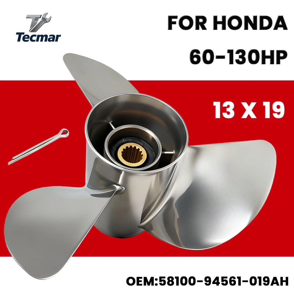 13x19 Stainless Steel Outboard Propeller for Honda 60 75 90 115 130hp Ship Motor 15 Spline Tooth Marine Engine Part
13x19 Stainless Steel Outboard Propeller for Honda 60 75 90 115 130hp Ship Motor 15 Spline Tooth Marine Engine Part