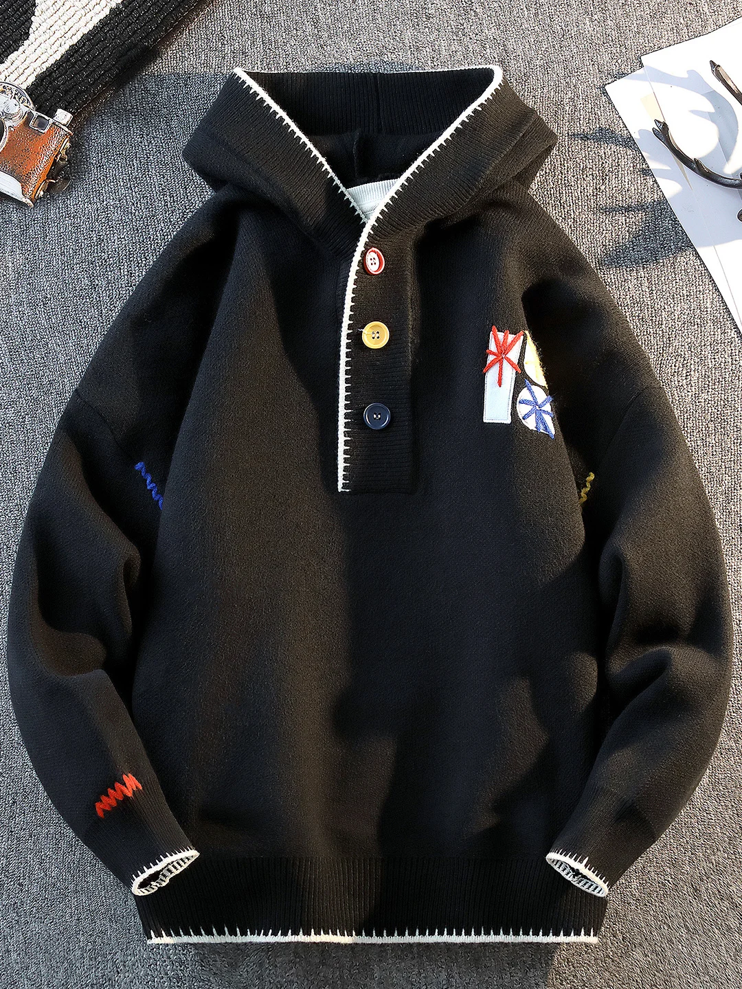 Faionable Casual Knitted Sweater with Embroidery And Hooded All-Match Lightweight Luxury 2025 Autumn New Arrival for Men
Faionable Casual Knitted Sweater with Embroidery And Hooded All-Match Lightweight Luxury 2025 Autumn New Arrival for Men