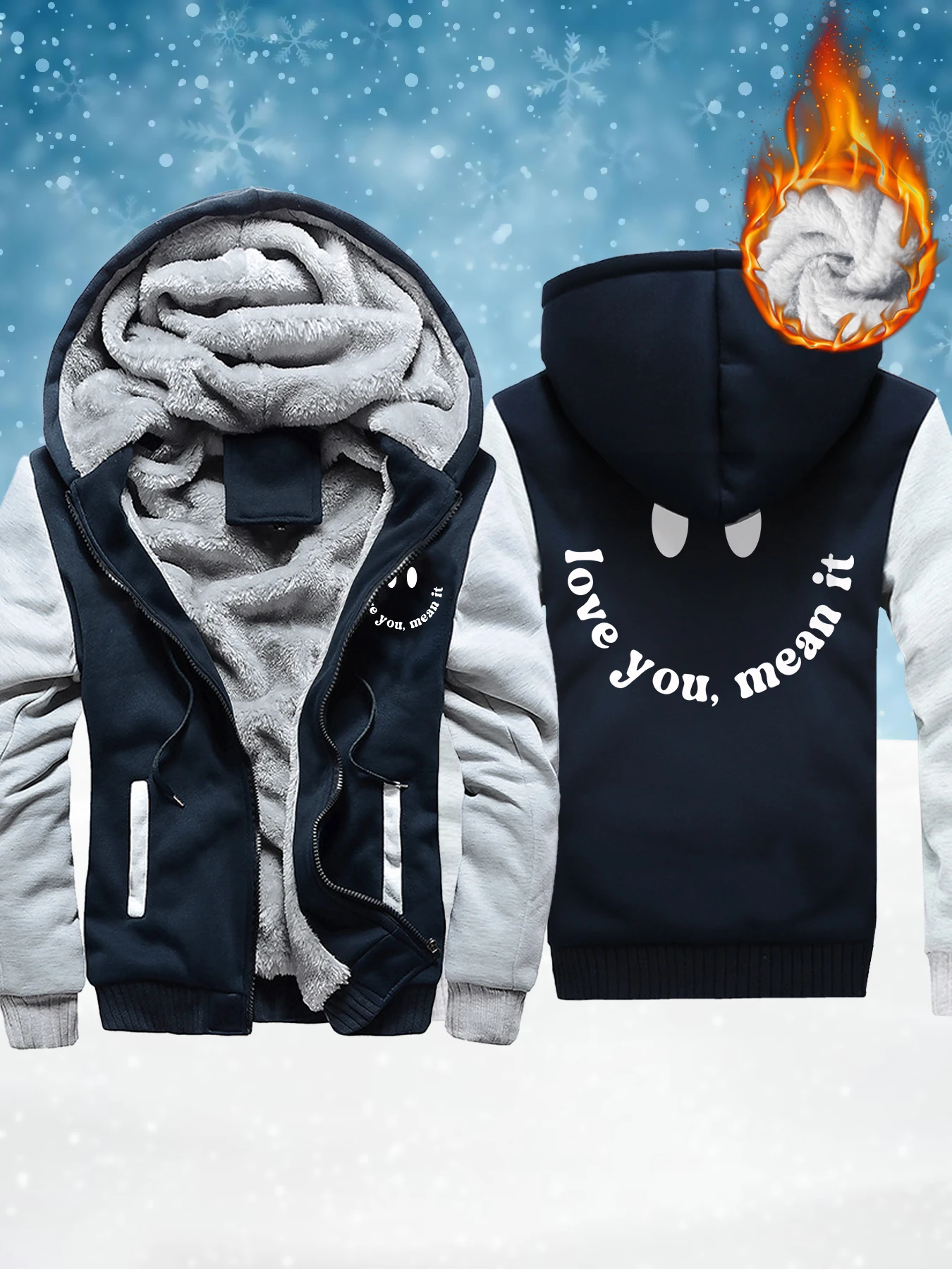 Love You,Mean It Print Men Fleece Soft Jackets Warm Thicken Hoodie Winter Comfy Outwear Zip-Up Pocket Veste Oversized Casual Top
Love You,Mean It Print Men Fleece Soft Jackets Warm Thicken Hoodie Winter Comfy Outwear Zip-Up Pocket Veste Oversized Casual Top