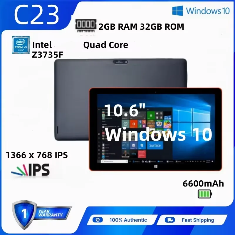 Hot 32-Bit 10.6" Windows 10 Tablet PC EZpad C23S 2GB RAM 32GB ROM Intel Z3735F Quad Core 1366 x 768 IPS HDMI 1*USB 3.0 6600mAh
Hot 32-Bit 10.6" Windows 10 Tablet PC EZpad C23S 2GB RAM 32GB ROM Intel Z3735F Quad Core 1366 x 768 IPS HDMI 1*USB 3.0 6600mAh