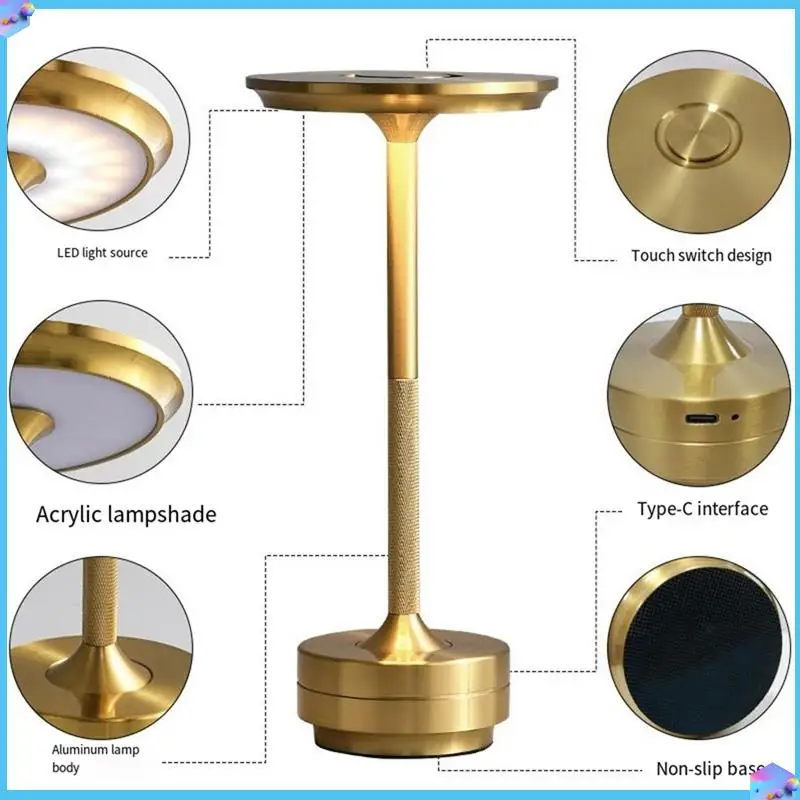 A43T Wireless LED Table Lamp Restaurant Bar Lamp Dimming Atmosphere Portable Charging Touch Read Lamp Bedroom Decor Light Gold
A43T Wireless LED Table Lamp Restaurant Bar Lamp Dimming Atmosphere Portable Charging Touch Read Lamp Bedroom Decor Light Gold