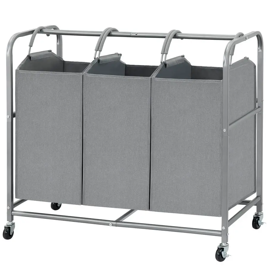 Laundry Sorter 3 Section with Lockable Wheels, 135L Rolling Clothes Hamper 3 Compartment with Removable Bags, Laundry Basket Car
Laundry Sorter 3 Section with Lockable Wheels, 135L Rolling Clothes Hamper 3 Compartment with Removable Bags, Laundry Basket Car