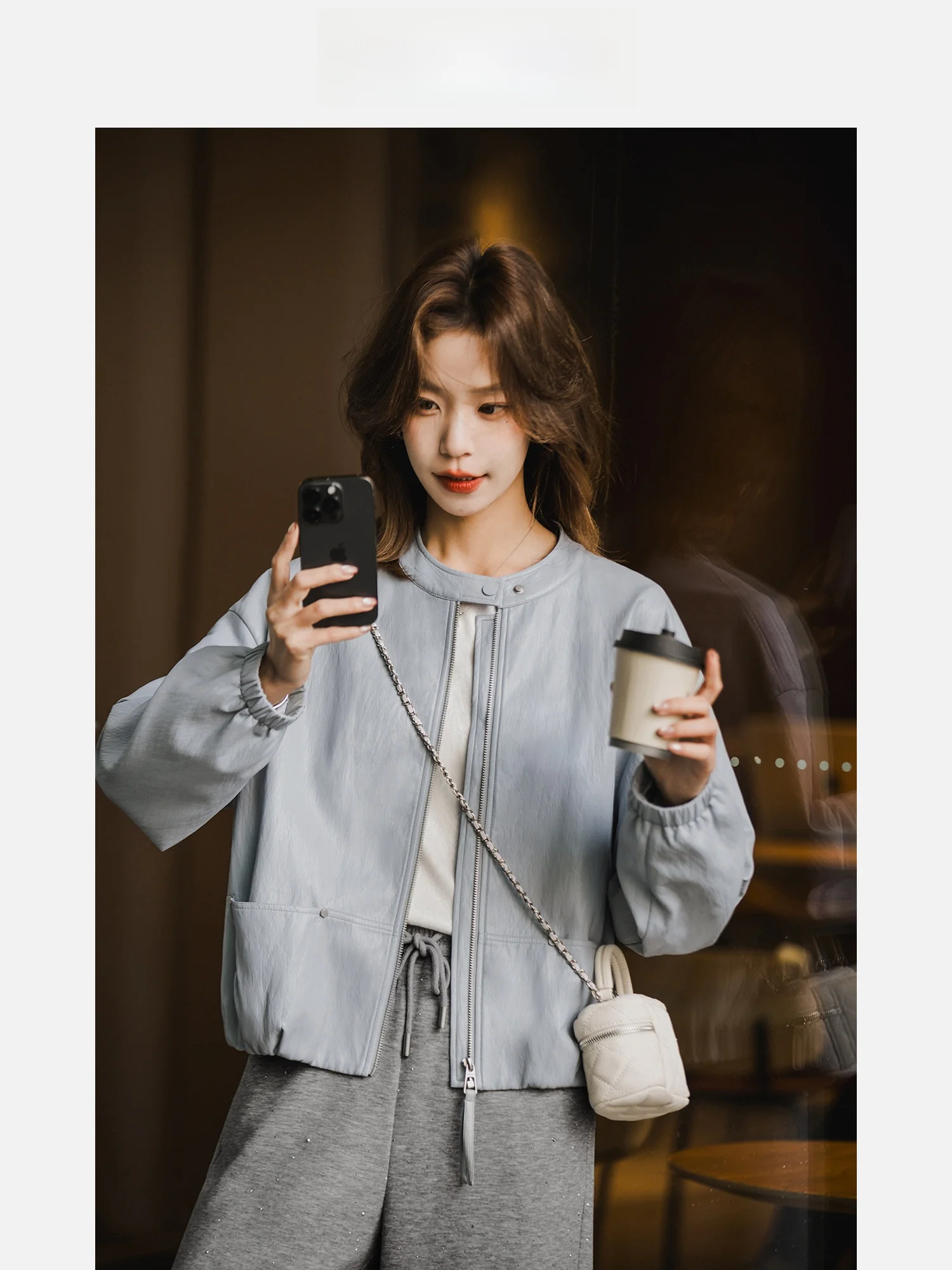 Blue Stand Collar Short Sleeveless Women's Jacket Madrid Leather Coat Spring Summer New Style Premium Quality Long Sleeve Top
Blue Stand Collar Short Sleeveless Women's Jacket Madrid Leather Coat Spring Summer New Style Premium Quality Long Sleeve Top