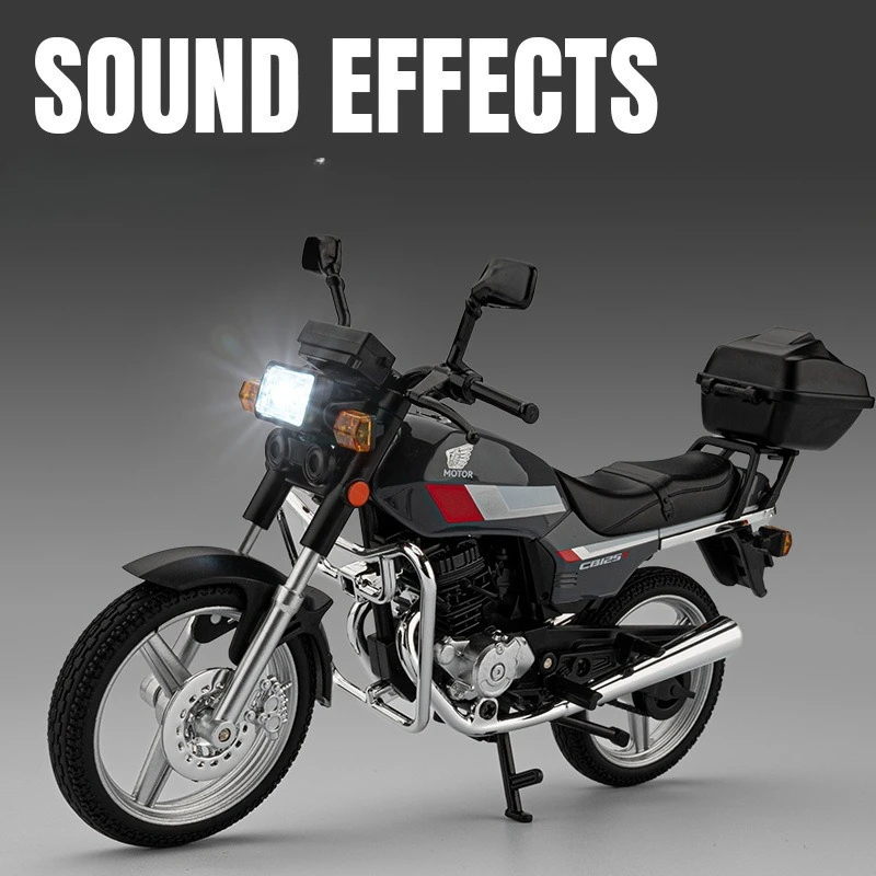 Модель мотоцикла CB125 в масштабе 1:12 с звуком и светом, литая под давлением, коллекционная миниатюра, декор для дома
Модель мотоцикла CB125 в масштабе 1:12 с звуком и светом, литая под давлением, коллекционная миниатюра, декор для дома
