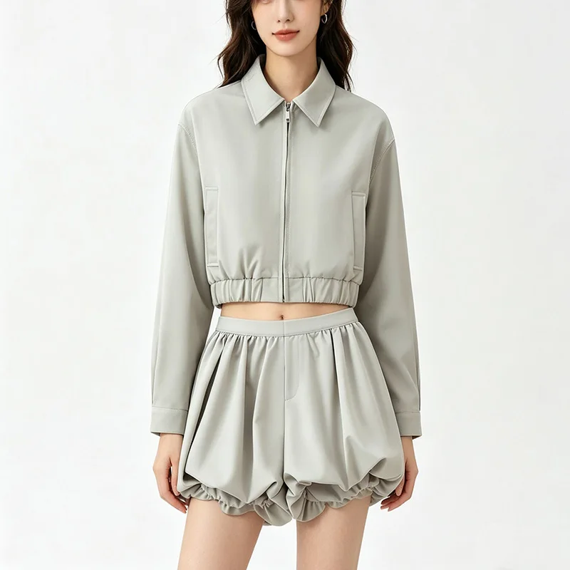Summer Women's Suits Collar Short Zipper Jacket High Waisted Shorts 2026 New Fashion Casual Outerwear Shorts 2-piece Set
Summer Women's Suits Collar Short Zipper Jacket High Waisted Shorts 2026 New Fashion Casual Outerwear Shorts 2-piece Set