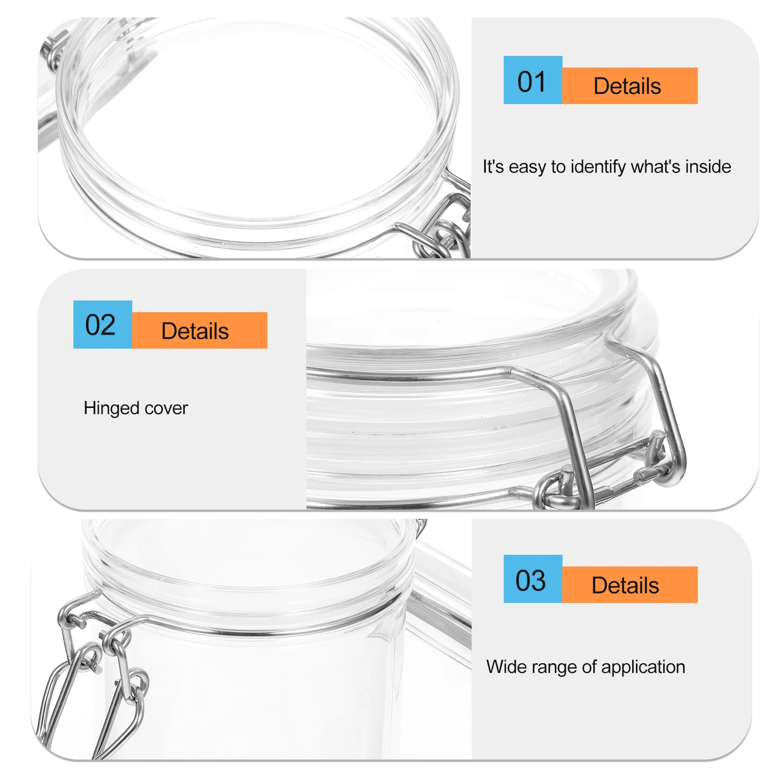 Plastic Canister Locking Clamp 750Ml Clear Storage Jar for Grain Nuts Tea Sugar Coffee Bean Snack Box
Plastic Canister Locking Clamp 750Ml Clear Storage Jar for Grain Nuts Tea Sugar Coffee Bean Snack Box