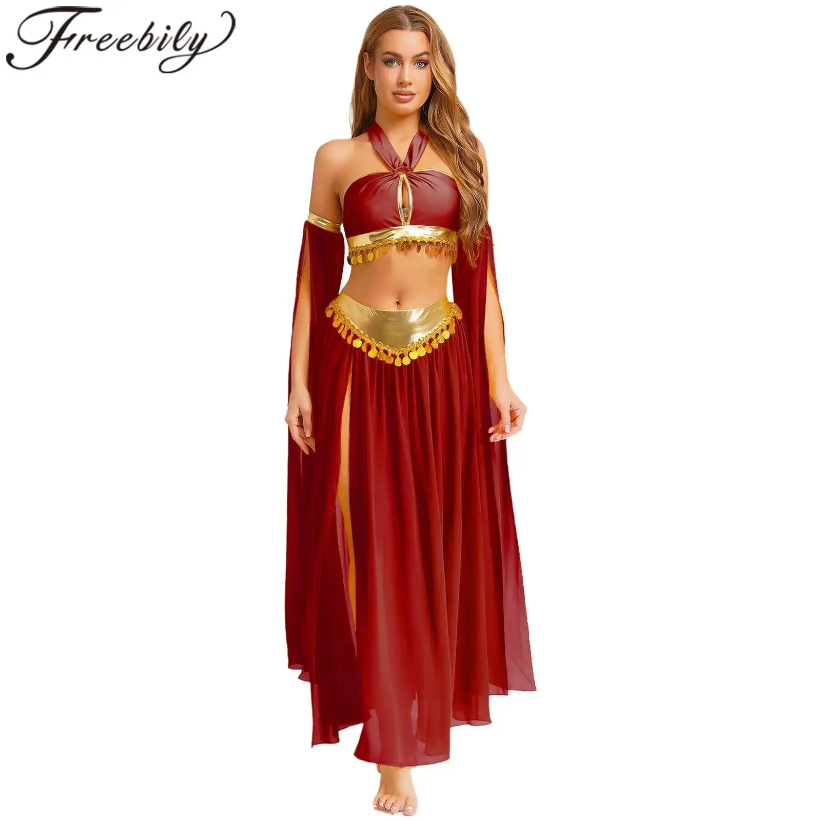 Women Ethnic Belly Dance Performance Costume Halter Sequins Crop Top with Skirt Arabic Oriental Dance Wear Bellydance Outfits
Women Ethnic Belly Dance Performance Costume Halter Sequins Crop Top with Skirt Arabic Oriental Dance Wear Bellydance Outfits
