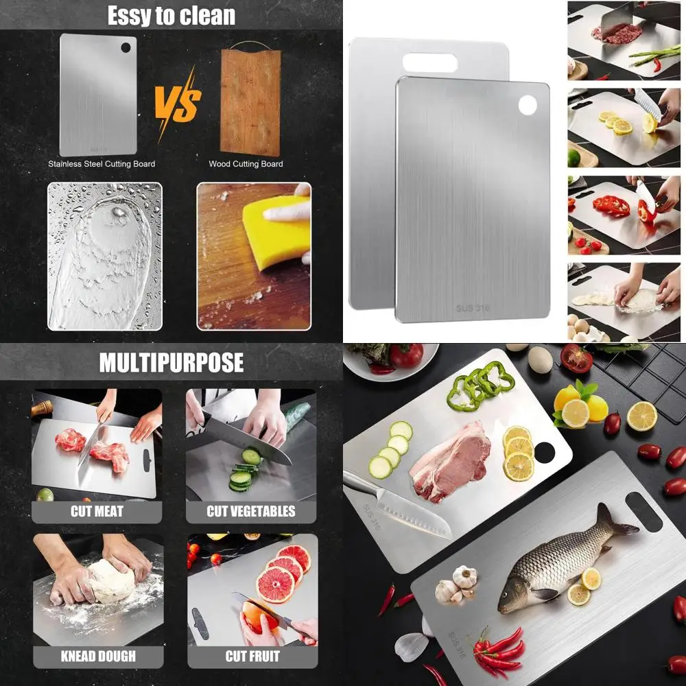 Premium 316L Stainless Steel Kitchen Cutting Boards Set - Katuchef Double-Sided, Non-Toxic, Dishwasher Safe for Meat, Fruit, Veg
Premium 316L Stainless Steel Kitchen Cutting Boards Set - Katuchef Double-Sided, Non-Toxic, Dishwasher Safe for Meat, Fruit, Veg