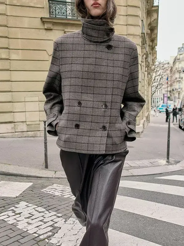 Spring 2026 Women's Faion Slim Fit Long Sve Stand Collar Plaid Double Button Coat Versatile Outerwear Commute Sle Loos...
Spring 2026 Women's Faion Slim Fit Long Sve Stand Collar Plaid Double Button Coat Versatile Outerwear Commute Sle Loos...