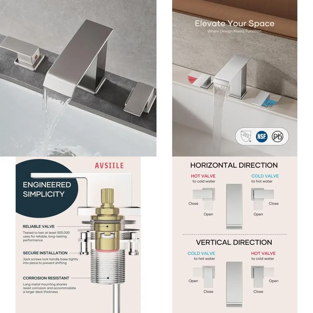 8 Widespread Brushed Nickel 3-Hole Modern Bathroom Sink Faucet Set with Touch Control for Vanity and RV Restroom
8 Widespread Brushed Nickel 3-Hole Modern Bathroom Sink Faucet Set with Touch Control for Vanity and RV Restroom