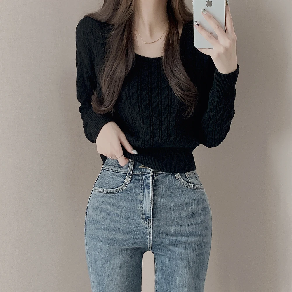 Облегающий вязаный свитер, женский осенне-зимний корейский свитер, японский тонкий круглый длинный топ с завязками на талии 
Облегающий вязаный свитер, женский осенне-зимний корейский свитер, японский тонкий круглый длинный топ с завязками на талии