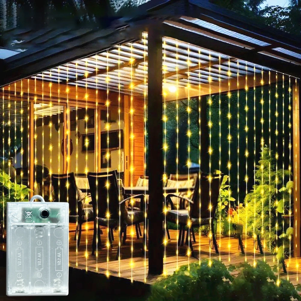 Battery Box Curtain Lights100/200/300 LED Outdoor Curtain Lights 8 Modes for Garden Fence Patio Wall Decor Christmas
Battery Box Curtain Lights100/200/300 LED Outdoor Curtain Lights 8 Modes for Garden Fence Patio Wall Decor Christmas