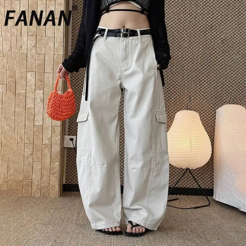 FANAN Summer New Korean Style Workwear Distressed Washed Side Pocket Patchwork Jeans Loose Straight-Leg Trousers For Women
FANAN Summer New Korean Style Workwear Distressed Washed Side Pocket Patchwork Jeans Loose Straight-Leg Trousers For Women