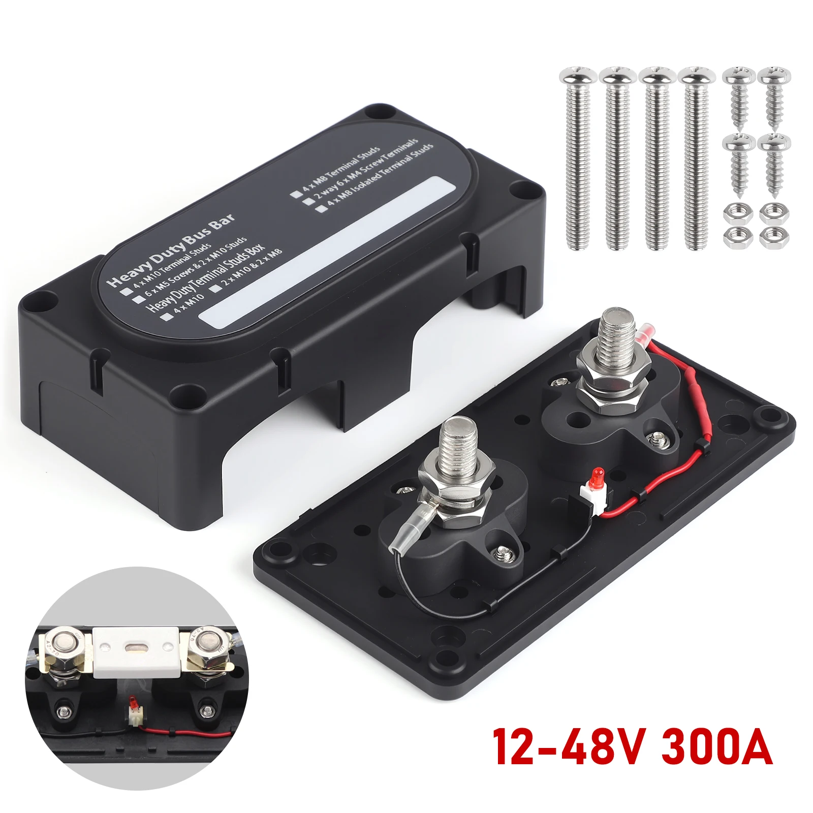 M10 12/48V 300A Universal Heavy Duty Power Distribution Block Module Design Marine Bus Bar for Truck for RV Boat Truck for car
M10 12/48V 300A Universal Heavy Duty Power Distribution Block Module Design Marine Bus Bar for Truck for RV Boat Truck for car