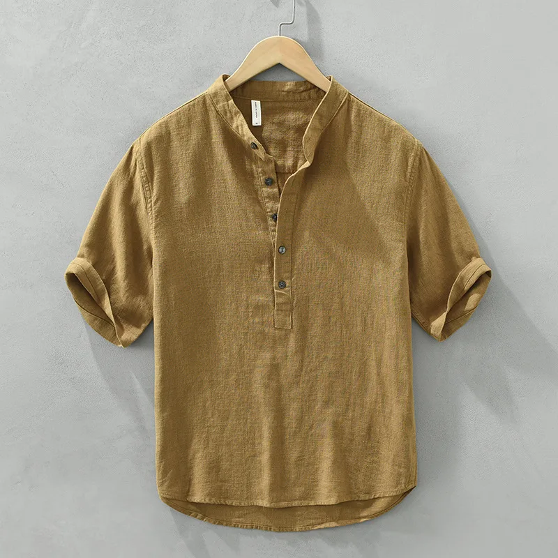 Japan Retro Stand Collar Shirts Man Cotton Linen Shirt Beach Breathable Tops Short Sleeve Pullover Shirt Summer Clothes for Men
Japan Retro Stand Collar Shirts Man Cotton Linen Shirt Beach Breathable Tops Short Sleeve Pullover Shirt Summer Clothes for Men