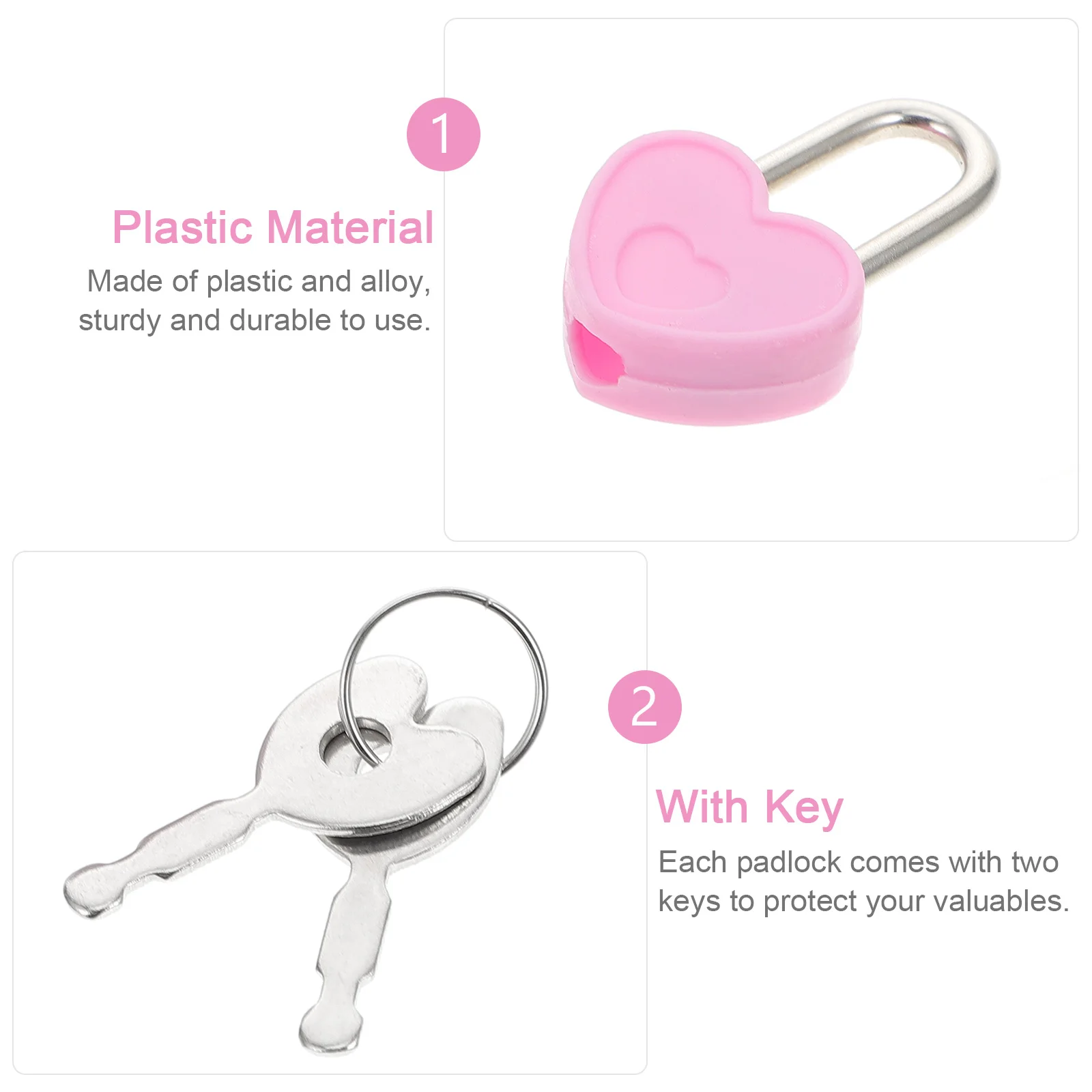 24 Pcs Mini Heart Shaped Padlock Pink Plastic Small Size Key Suitcase Lock Diary Book Security Gift Hardware
24 Pcs Mini Heart Shaped Padlock Pink Plastic Small Size Key Suitcase Lock Diary Book Security Gift Hardware