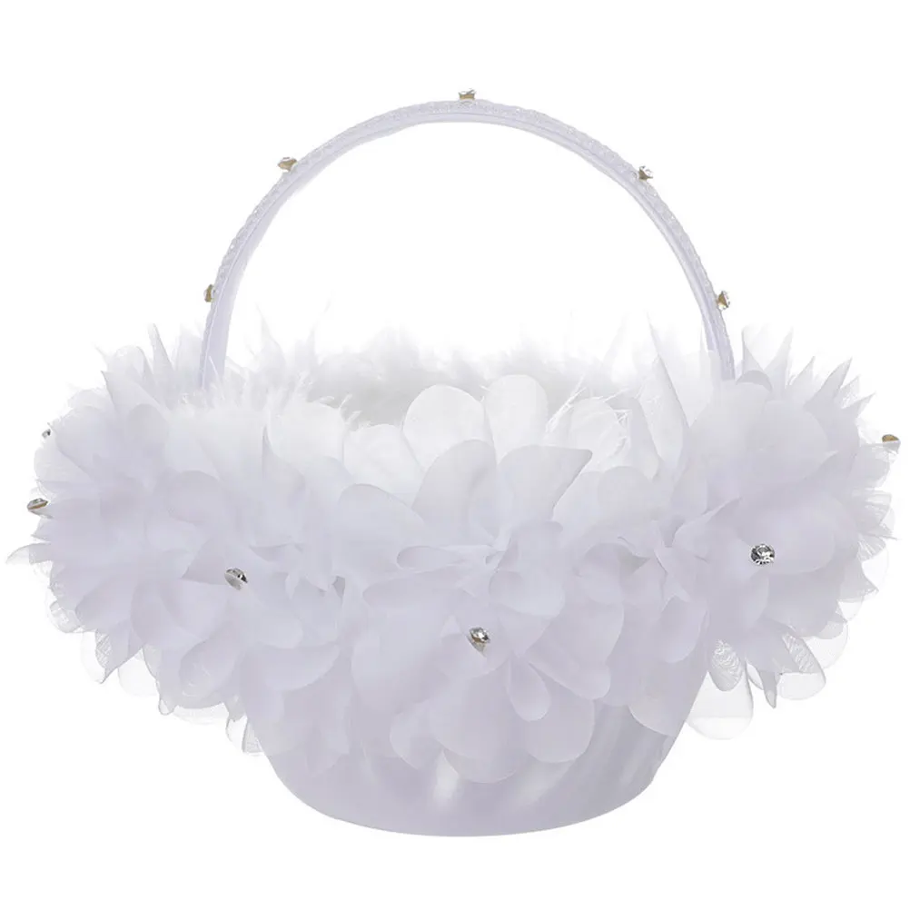 White Flower Petal Basket Elegant Wedding Flower Girl Basket Rustic Wedding Party Favor Holder for Ceremony Decoration
White Flower Petal Basket Elegant Wedding Flower Girl Basket Rustic Wedding Party Favor Holder for Ceremony Decoration