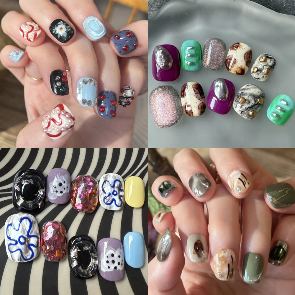 10Pcs High-End Pure Handmade Press On Nails Whiten Pearl Flowers Blue Cat Eye Short Round Decoration Wearable Full Cover Nail
10Pcs High-End Pure Handmade Press On Nails Whiten Pearl Flowers Blue Cat Eye Short Round Decoration Wearable Full Cover Nail