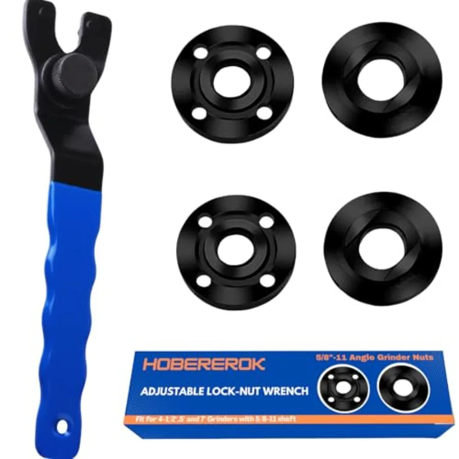 Angle Grinder Wrench, Universal Adjustable and Nut Kit 5PCS 5/8-11 Lock Nut Fits Dewalt, Milwaukee, Makita, Ryobi, Bosch 4.5"/5
Angle Grinder Wrench, Universal Adjustable and Nut Kit 5PCS 5/8-11 Lock Nut Fits Dewalt, Milwaukee, Makita, Ryobi, Bosch 4.5"/5