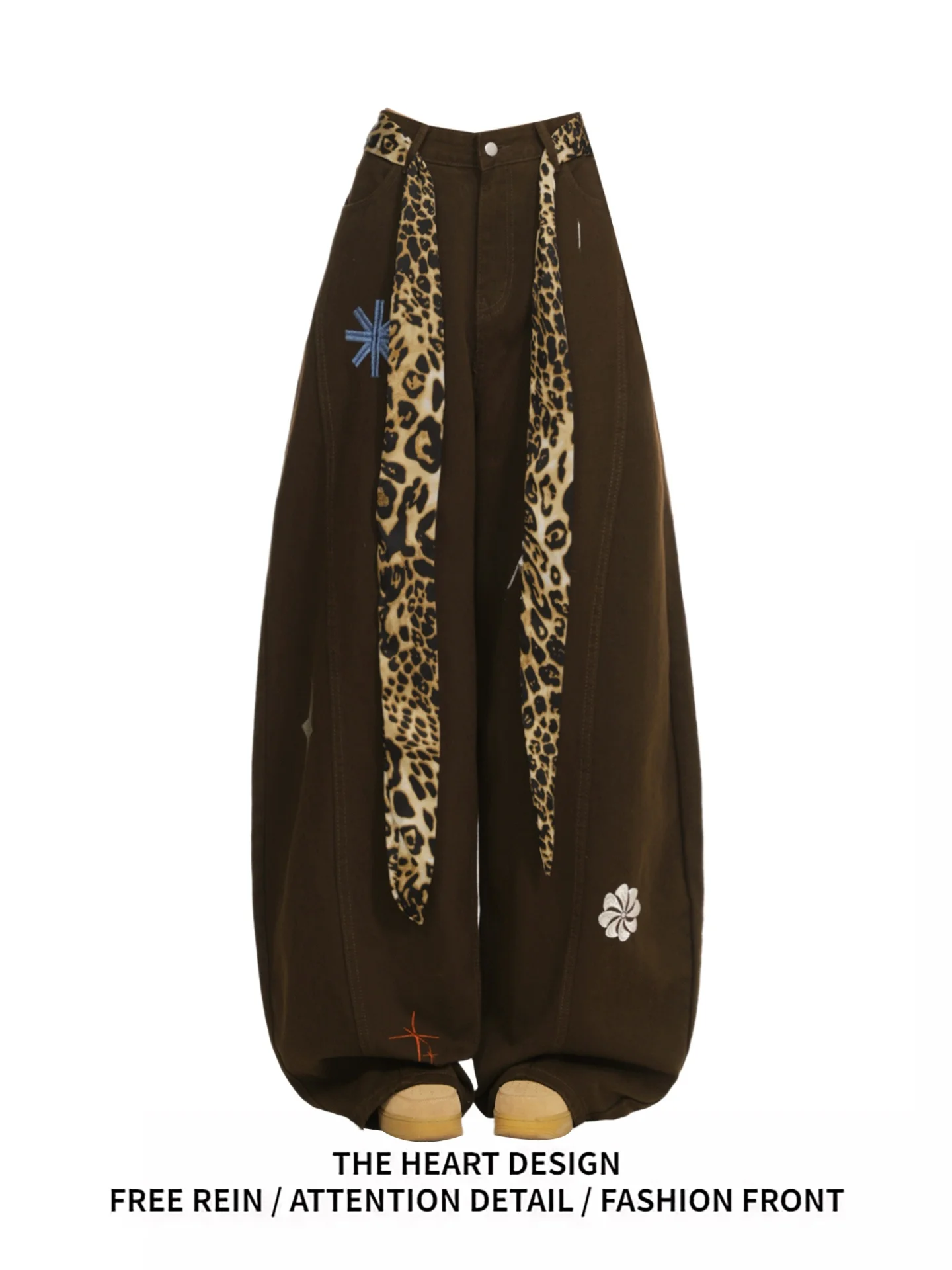 Retro American Leopard Print Embroidered Wide Leg Jeans Women's Loose Slimming Design Casual High Waist Denim Pants
Retro American Leopard Print Embroidered Wide Leg Jeans Women's Loose Slimming Design Casual High Waist Denim Pants