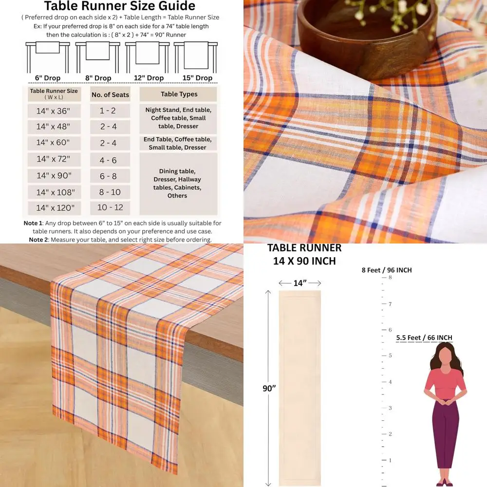 100% Pure Linen Orange Tartan Plaid Table Runner, 14x90 Inches, Perfect for Dining, Autumn, Thanksgiving
100% Pure Linen Orange Tartan Plaid Table Runner, 14x90 Inches, Perfect for Dining, Autumn, Thanksgiving
