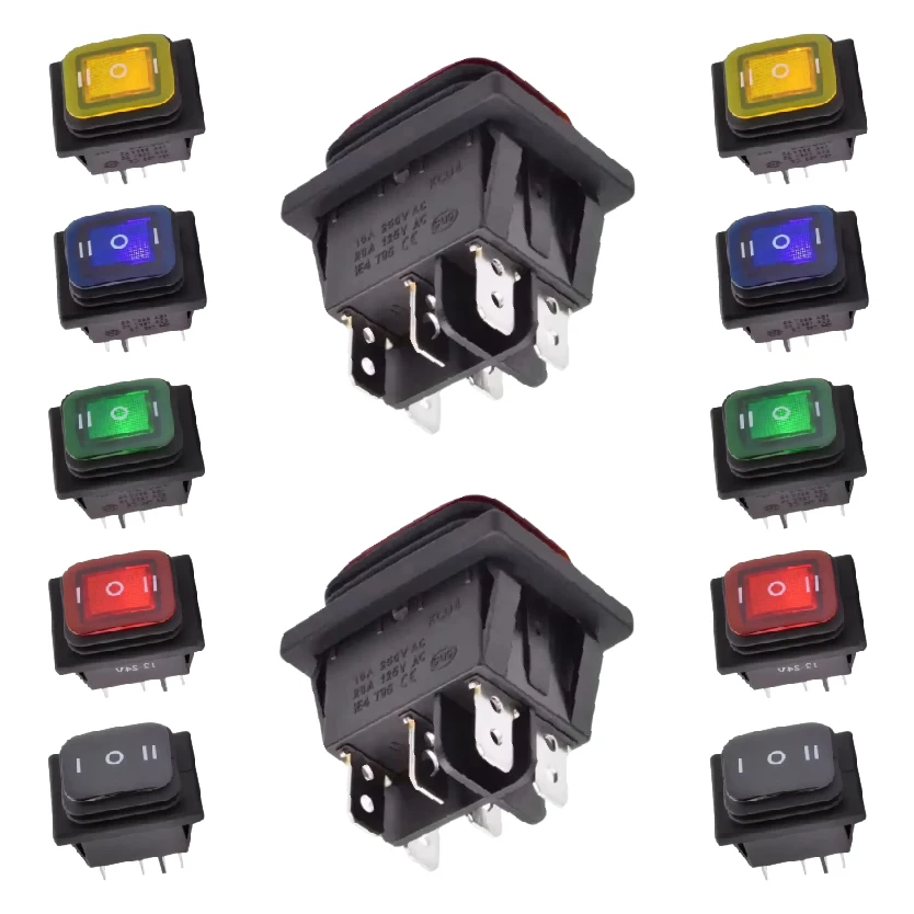 Выключатель питания KCD4 Водонепроницаемый кулисный переключатель ВКЛ/ВЫКЛ Сброс или самоблокирующийся 16А 250В 6-контактный со светодиодной подсветкой
Выключатель питания KCD4 Водонепроницаемый кулисный переключатель ВКЛ/ВЫКЛ Сброс или самоблокирующийся 16А 250В 6-контактный со светодиодной подсветкой