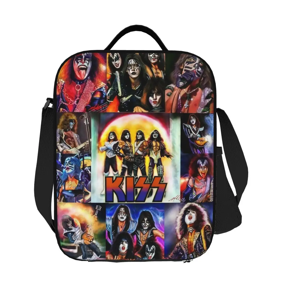 Изготовленная на заказ термоизолированная сумка для обеда Kiss Band Rock, женская многоразовая сумка для обеда с хэви-металлической лентой для хранения, коробка для еды Bento
Изготовленная на заказ термоизолированная сумка для обеда Kiss Band Rock, женская многоразовая сумка для обеда с хэви-металлической лентой для хранения, коробка для еды Bento